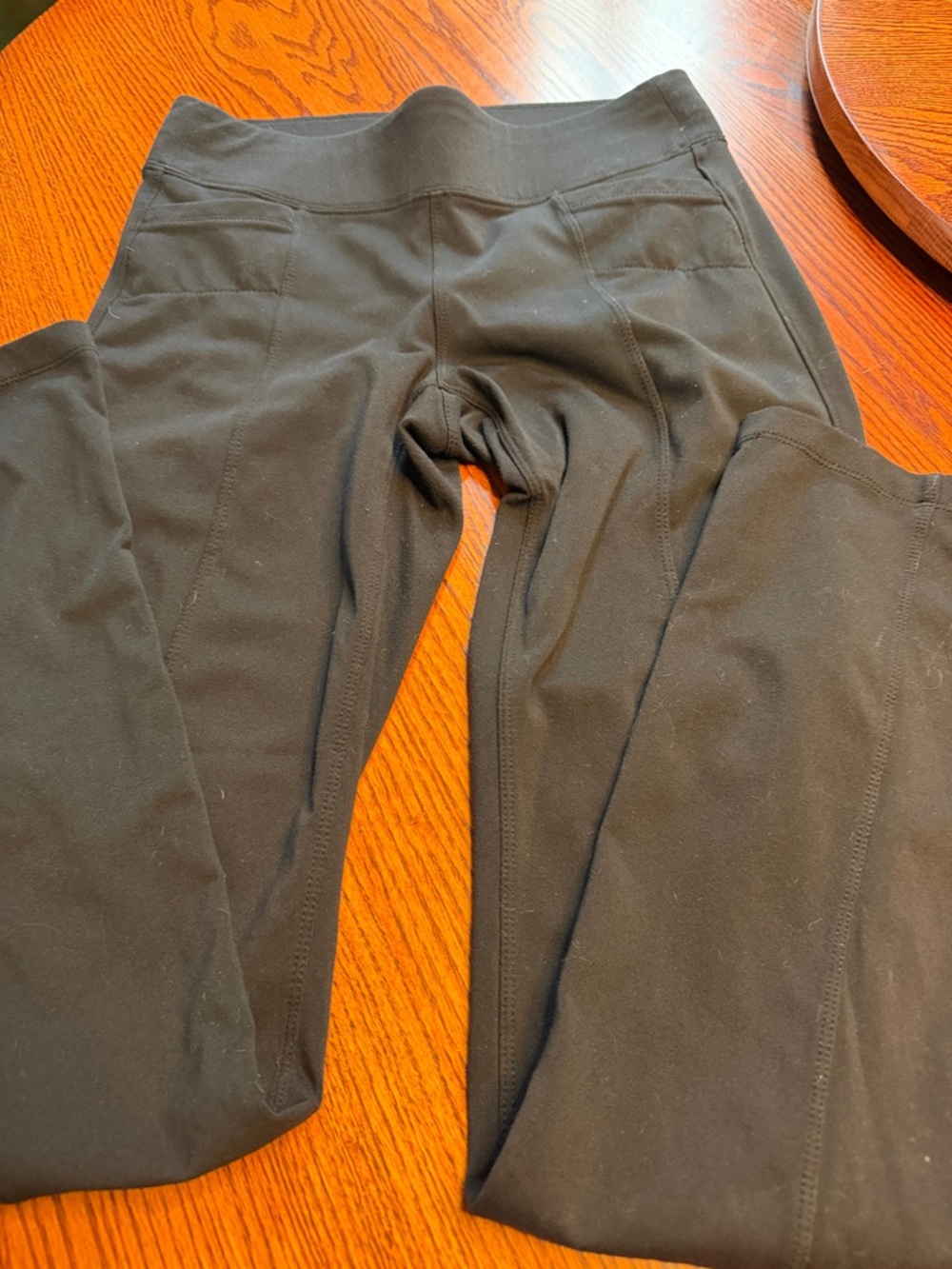 Athleta Black Performance Straight Keg Leggings with back pockets